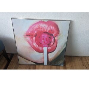 Oliver Gale Print.Chanel Lips Lollipop Wall Art Framed Canvas Print